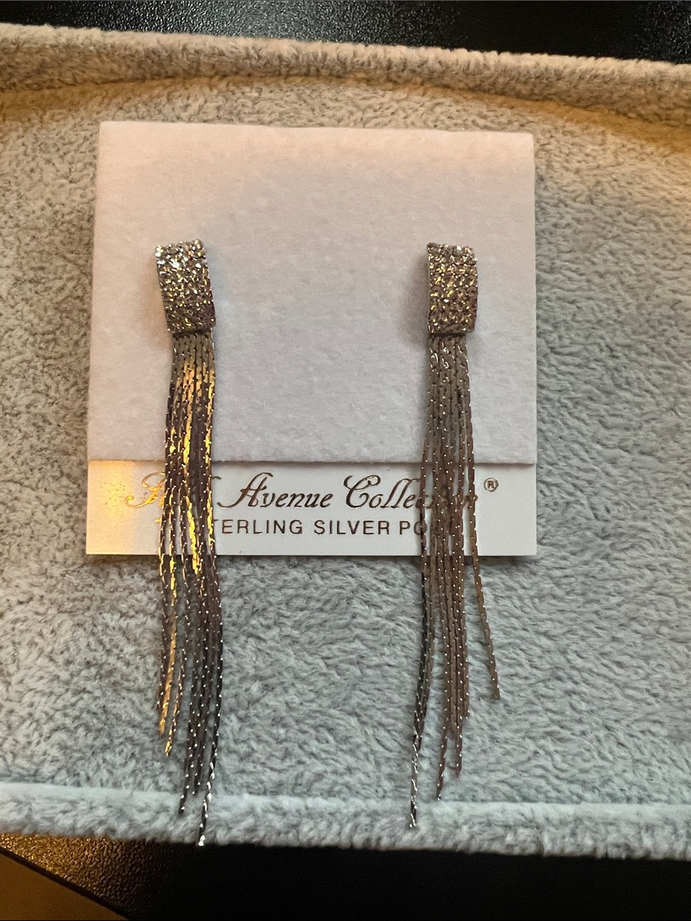 Silver Pavé Tassel Drop Earrings - Silver